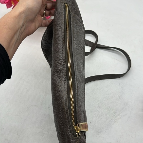 Furla Vintage Brown Pebble Leather Crossbody Bag with Teal Lining Made in Italy - Picture 9 of 15